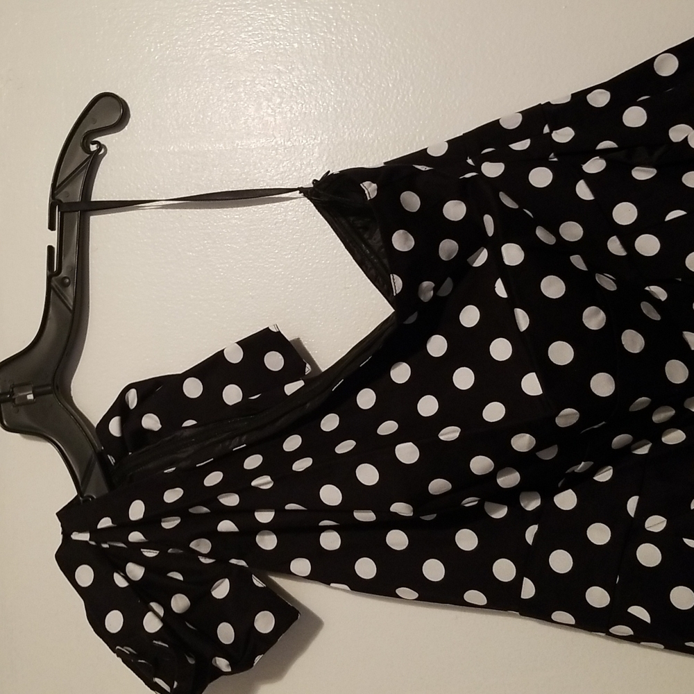 BCBGMAXAZRIA Polka Dots Poplin Romper Shorts Jumpsuit One Shoulder - Picture 3 of 11